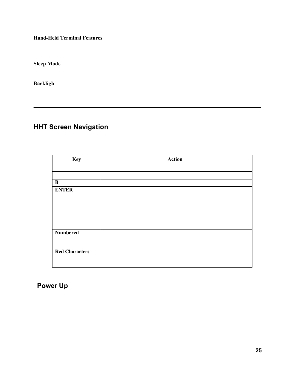 Hht screen navigation, Power up | Allmand Brothers MB 6200 User Manual | Page 25 / 76