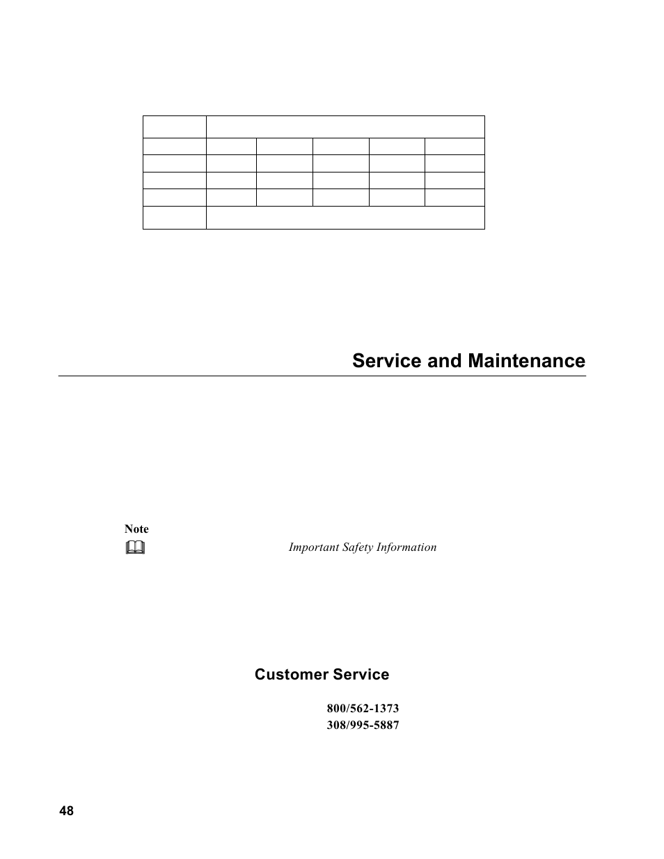 Service and maintenance, Customer service | Allmand Brothers MB 6200 User Manual | Page 48 / 76