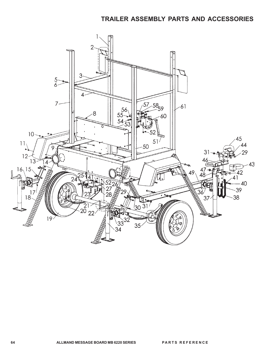 Trailer assembly parts and accessories | Allmand Brothers MB 6200 User Manual | Page 64 / 76