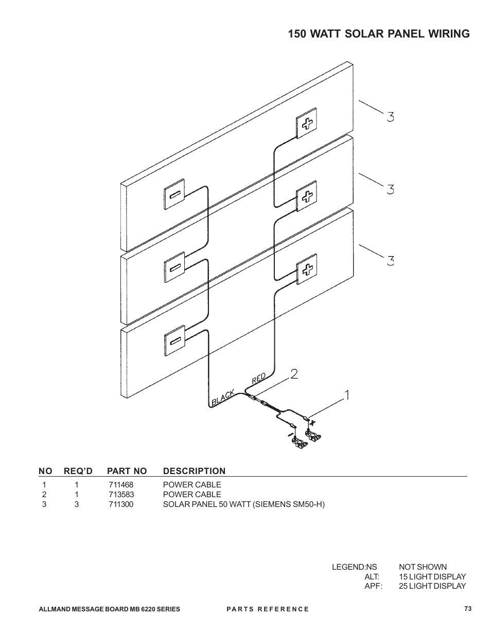 150 watt solar panel wiring | Allmand Brothers MB 6200 User Manual | Page 73 / 76