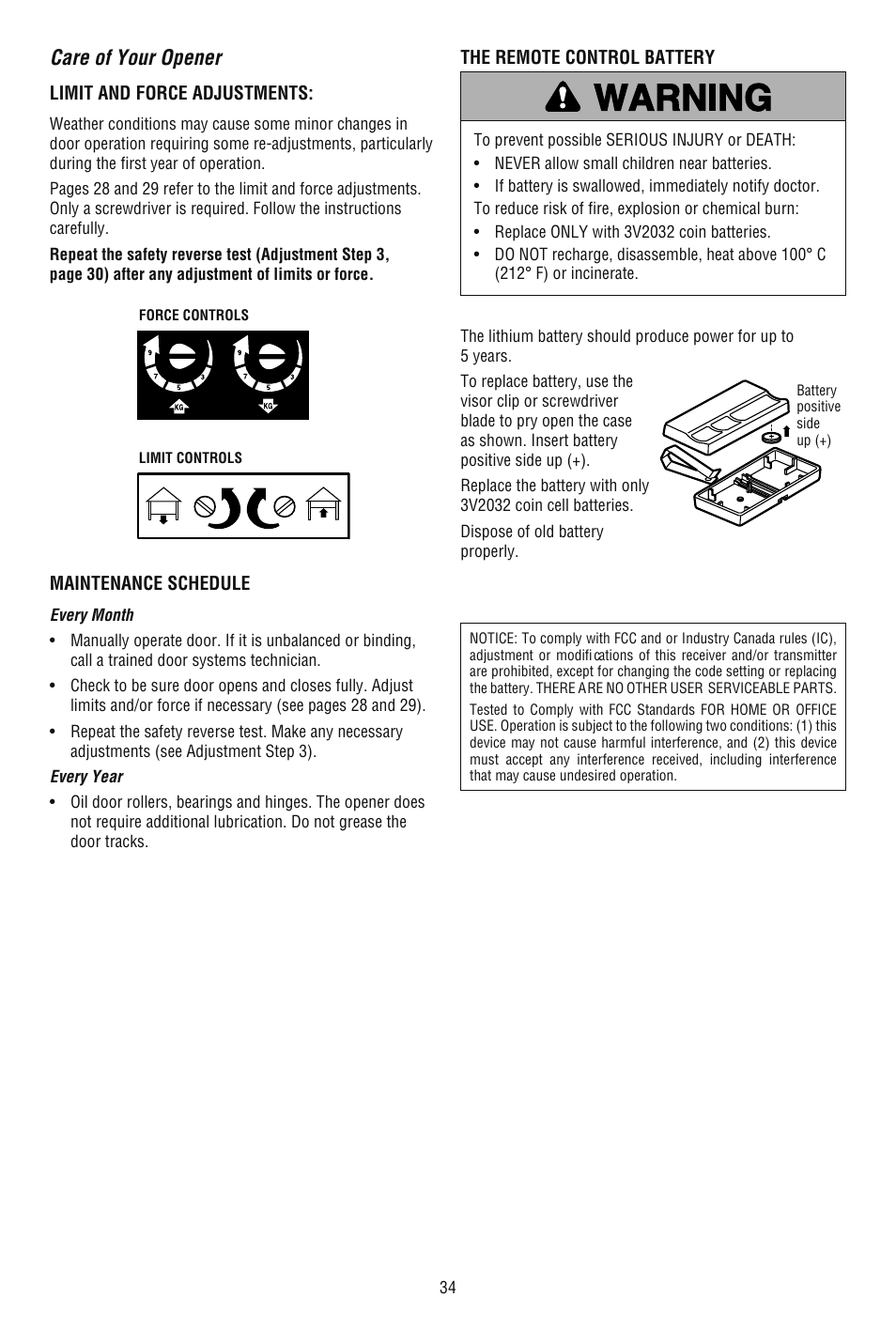 Care of your opener | Chamberlain 248739 User Manual | Page 34 / 44