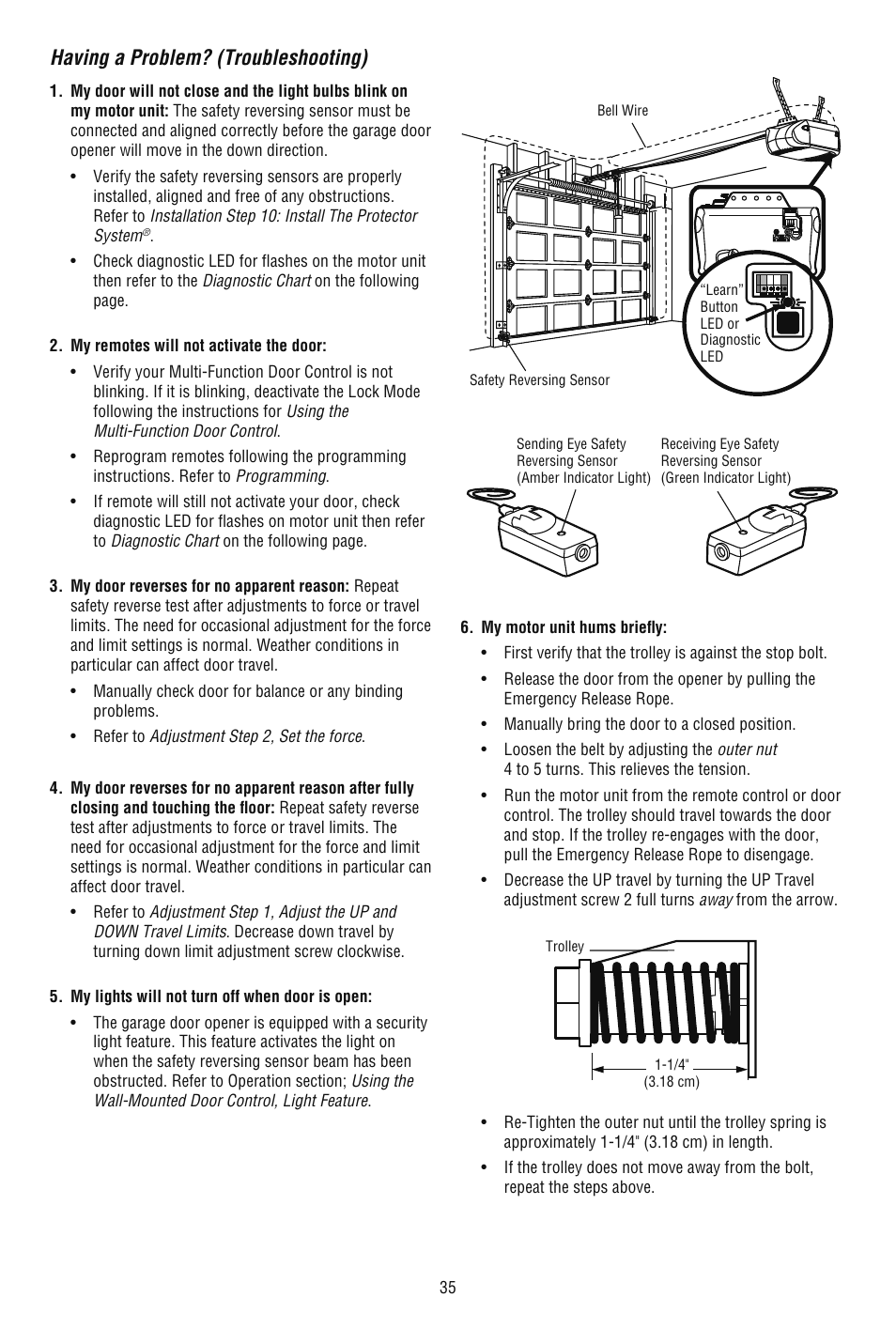 Having a problem? (troubleshooting) | Chamberlain 248739 User Manual | Page 35 / 44