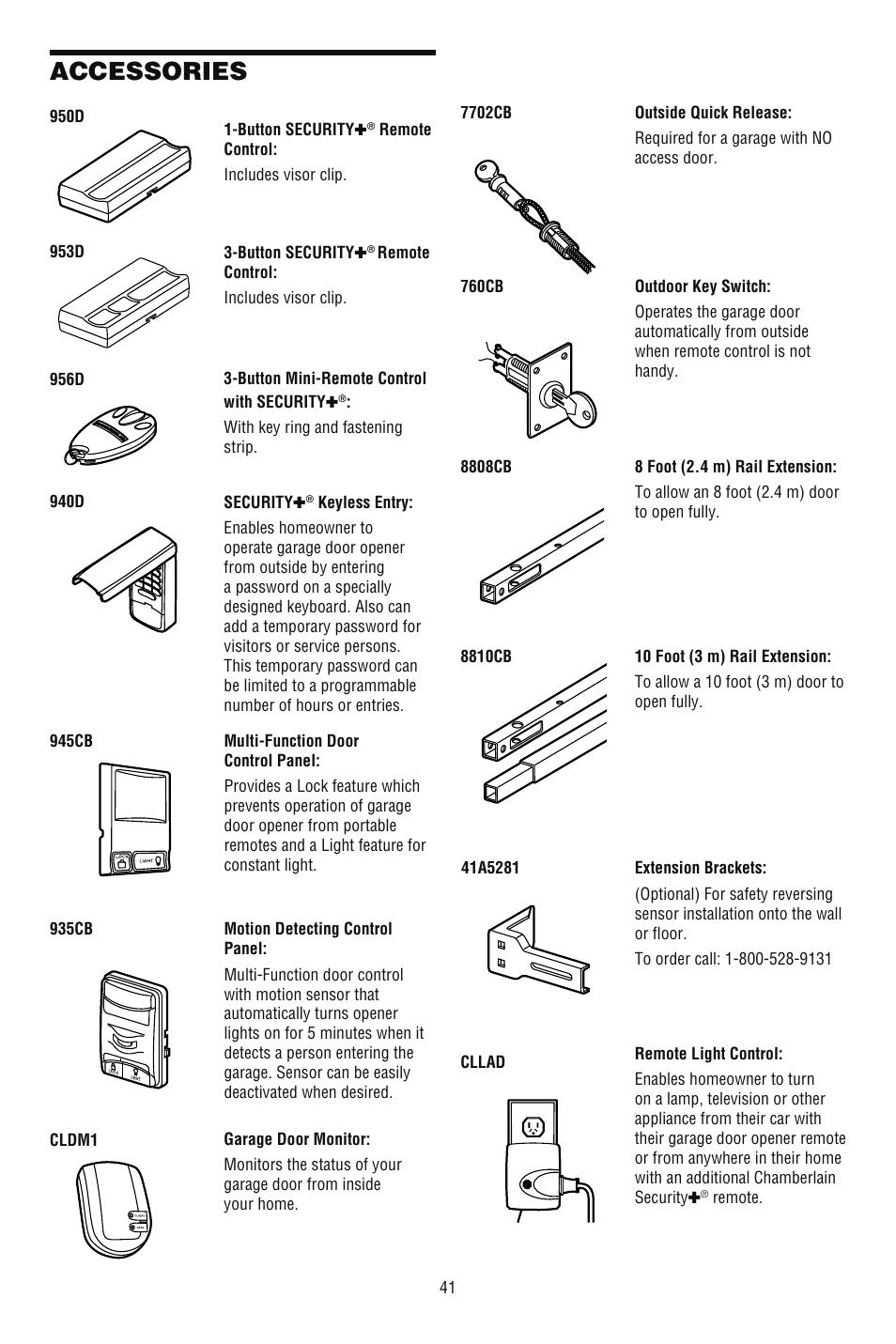 Accessories | Chamberlain 248739 User Manual | Page 41 / 44