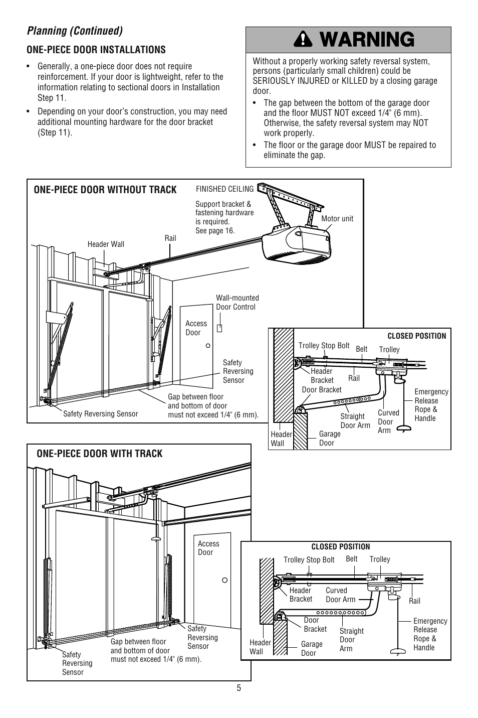 Planning (continued) | Chamberlain 248739 User Manual | Page 5 / 44