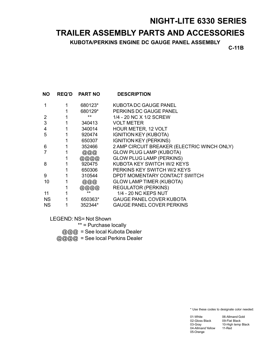 Night-lite 6330 series, Trailer assembly parts and accessories | Allmand Brothers NL6330 User Manual | Page 51 / 87