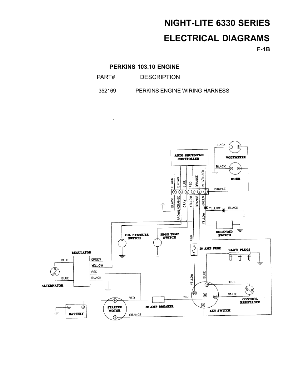 Night-lite 6330 series, Electrical diagrams, Part# description | Allmand Brothers NL6330 User Manual | Page 79 / 87