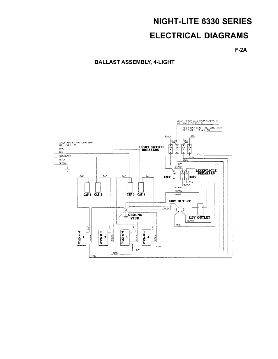 Night-lite 6330 series, Electrical diagrams, F-2a | Ballast assembly, 4-light | Allmand Brothers NL6330 User Manual | Page 81 / 87