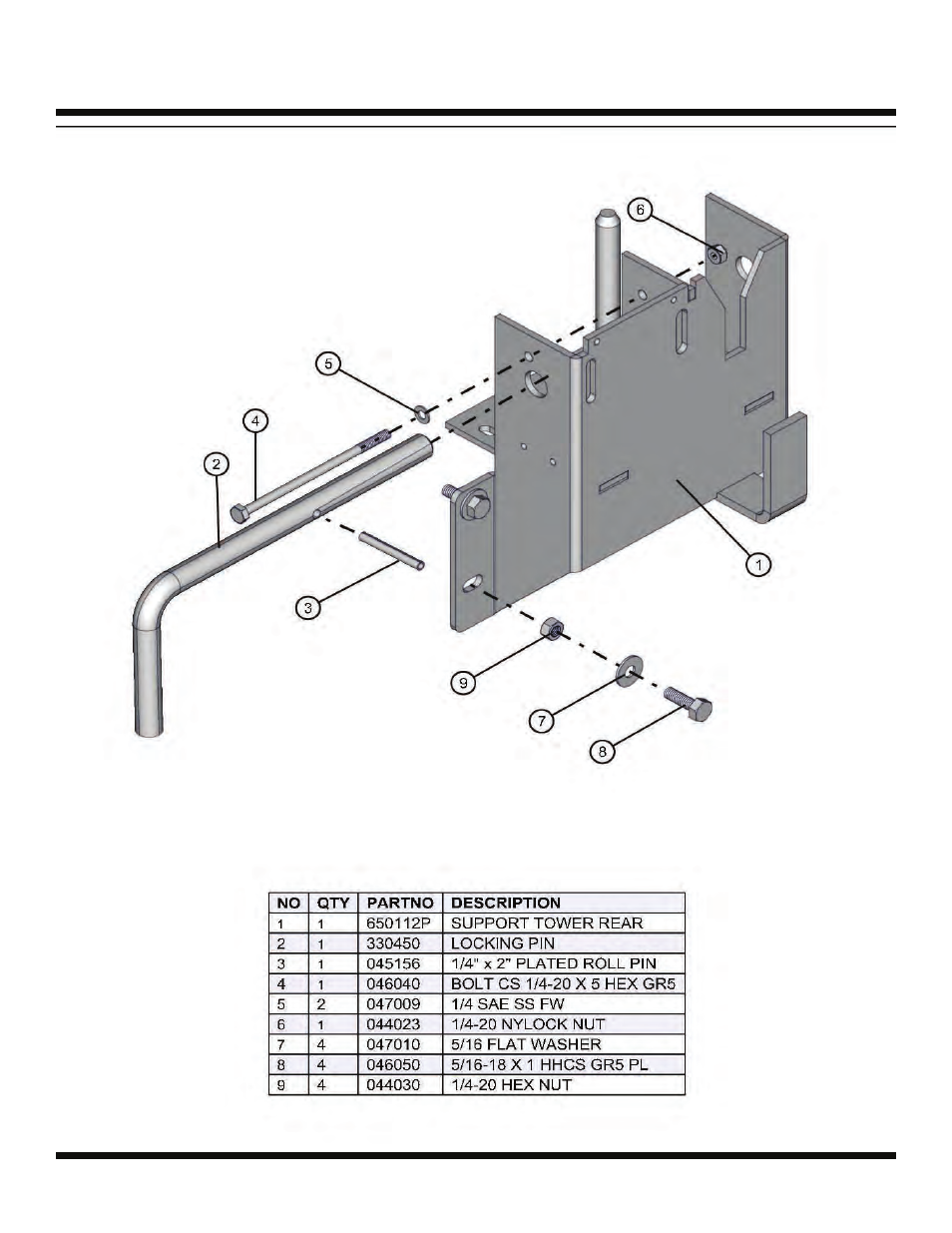 Rear tower support, Night lite pro 50-60 hz | Allmand Brothers NIGHT LITE PRO LD User Manual | Page 48 / 54