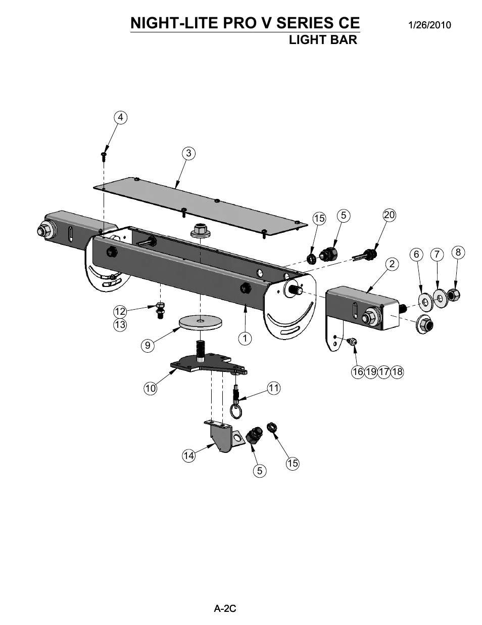 A-2c, Drawing view3, Night-lite pro v series ce | Light bar | Allmand Nite-Lite Pro Vertical Tower V Series User Manual | Page 40 / 90