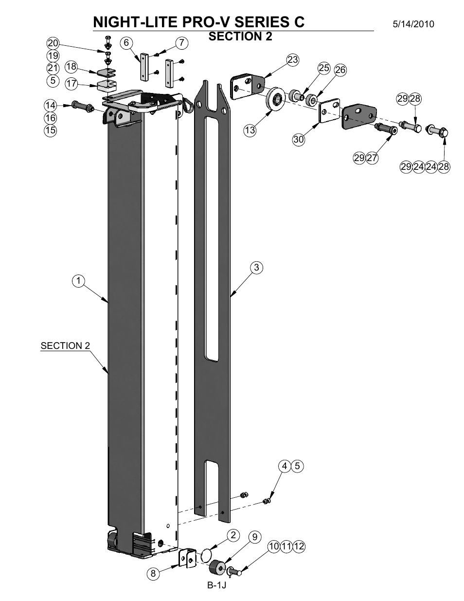 Mvbpa-6a, Drawing view1, Night-lite pro-v series ce | Allmand Nite-Lite Pro Vertical Tower V Series User Manual | Page 48 / 90
