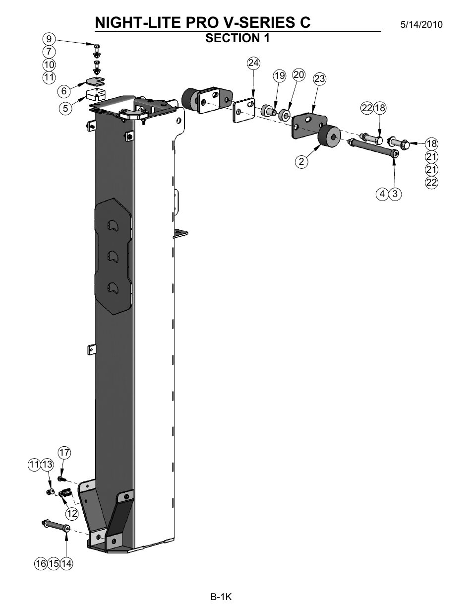 Mvbpa-7a, Drawing view1, Night-lite pro v-series ce | Allmand Nite-Lite Pro Vertical Tower V Series User Manual | Page 50 / 90