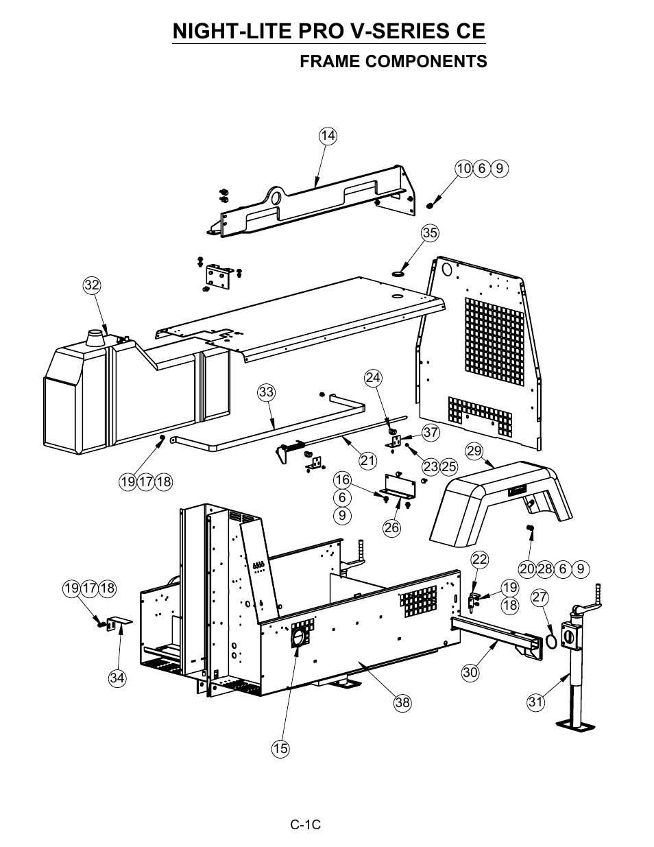 Kubota parts, Drawing view41, Drawing view42 | Night-lite pro v-series ce, Frame components | Allmand Nite-Lite Pro Vertical Tower V Series User Manual | Page 62 / 90
