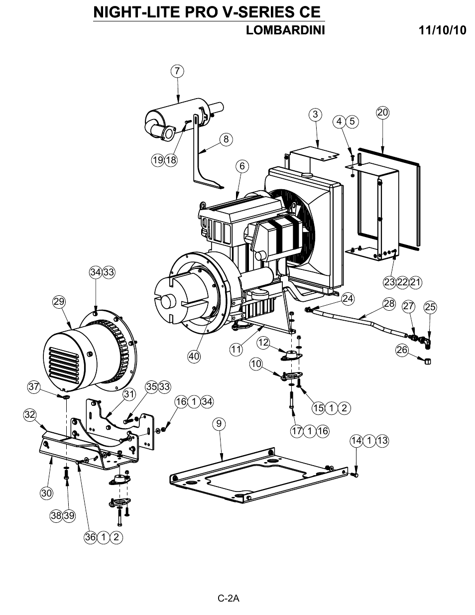 Kubota, Drawing view38, Night-lite pro v-series ce | Lombardini | Allmand Nite-Lite Pro Vertical Tower V Series User Manual | Page 64 / 90