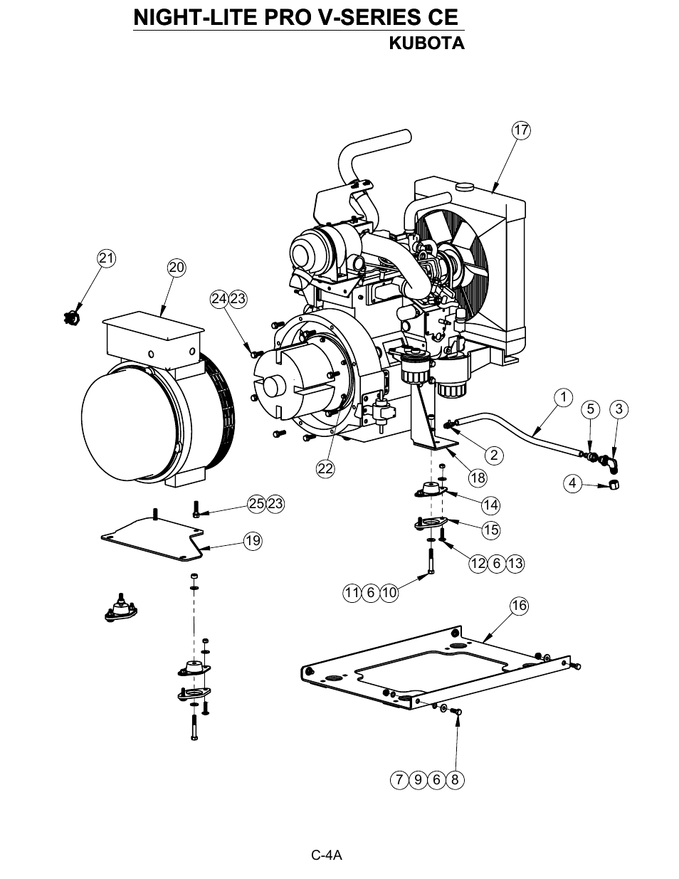 Lombardini, Drawing view24, Night-lite pro v-series ce | Kubota | Allmand Nite-Lite Pro Vertical Tower V Series User Manual | Page 70 / 90