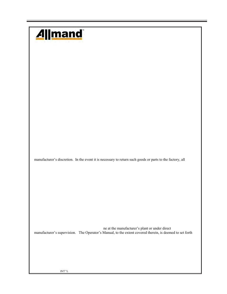 Limited warranty | Allmand Nite-Lite Pro Vertical Tower V Series User Manual | Page 90 / 90