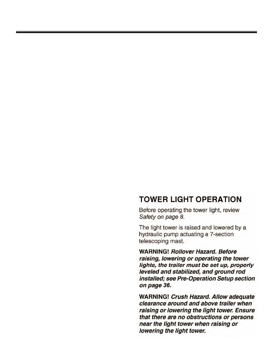 Operation | Allmand Brothers NIGHT LITE PRO V User Manual | Page 41 / 67