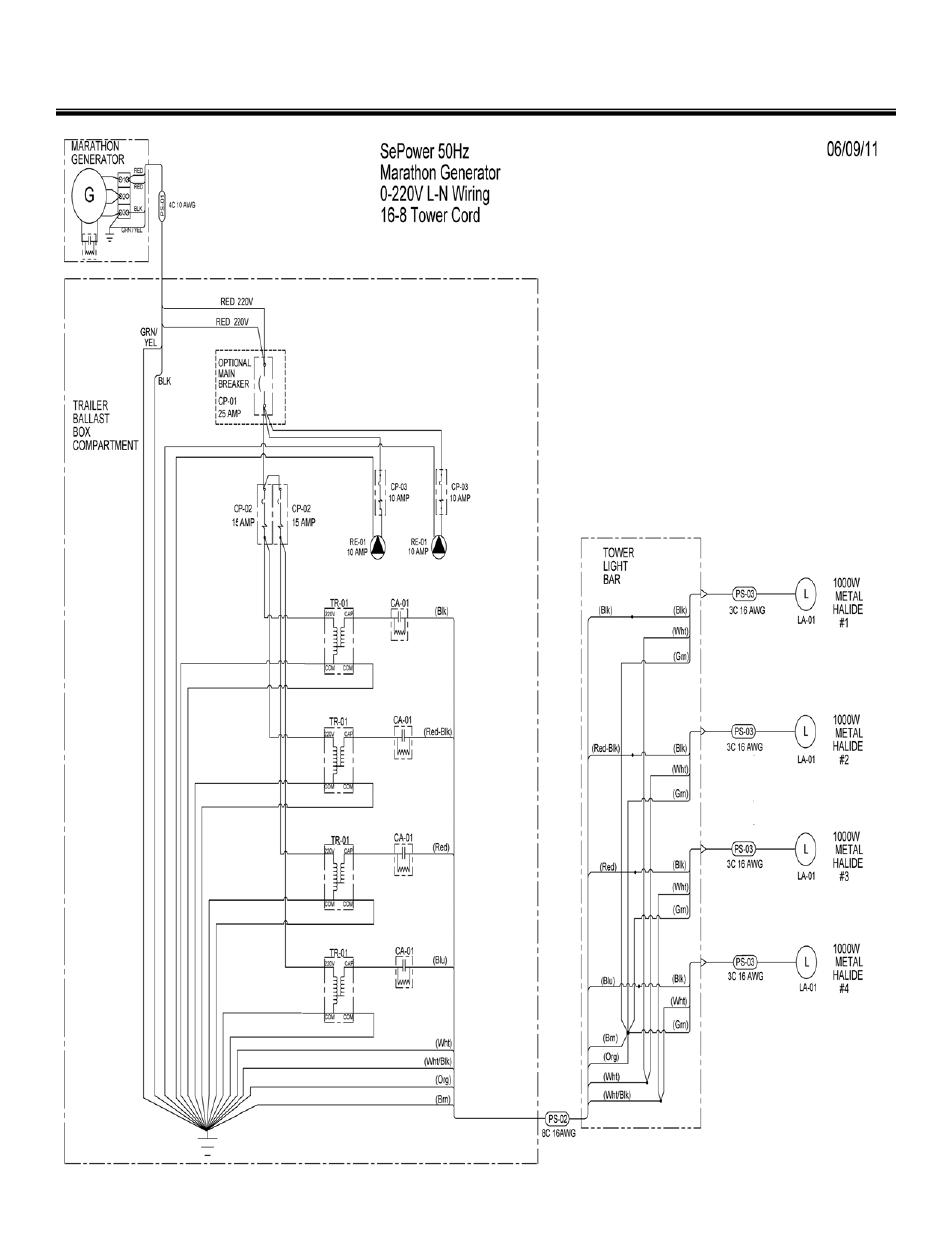 Marathon generator wiring schematic | Allmand Brothers NIGHT LITE PRO V User Manual | Page 62 / 67