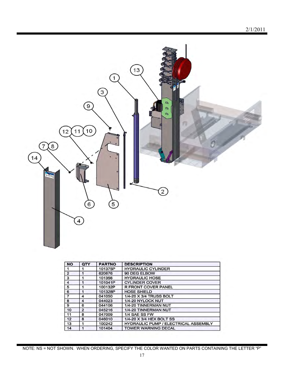 Night lite pro v-series se power, Hydraulic tower components | Allmand Brothers NIGHT LITE PRO V User Manual | Page 17 / 39