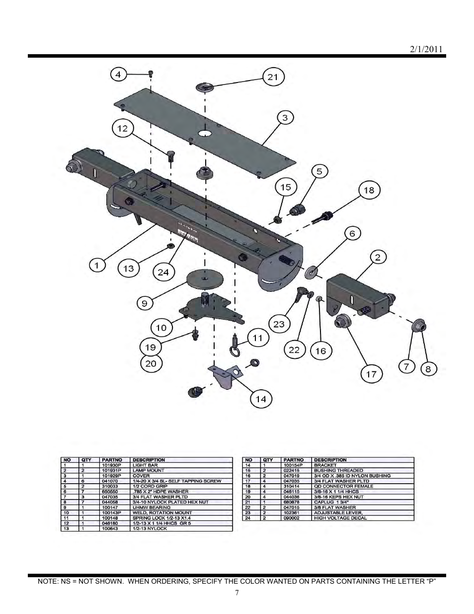 Night lite pro v-series se power, Light bar | Allmand Brothers NIGHT LITE PRO V User Manual | Page 7 / 39
