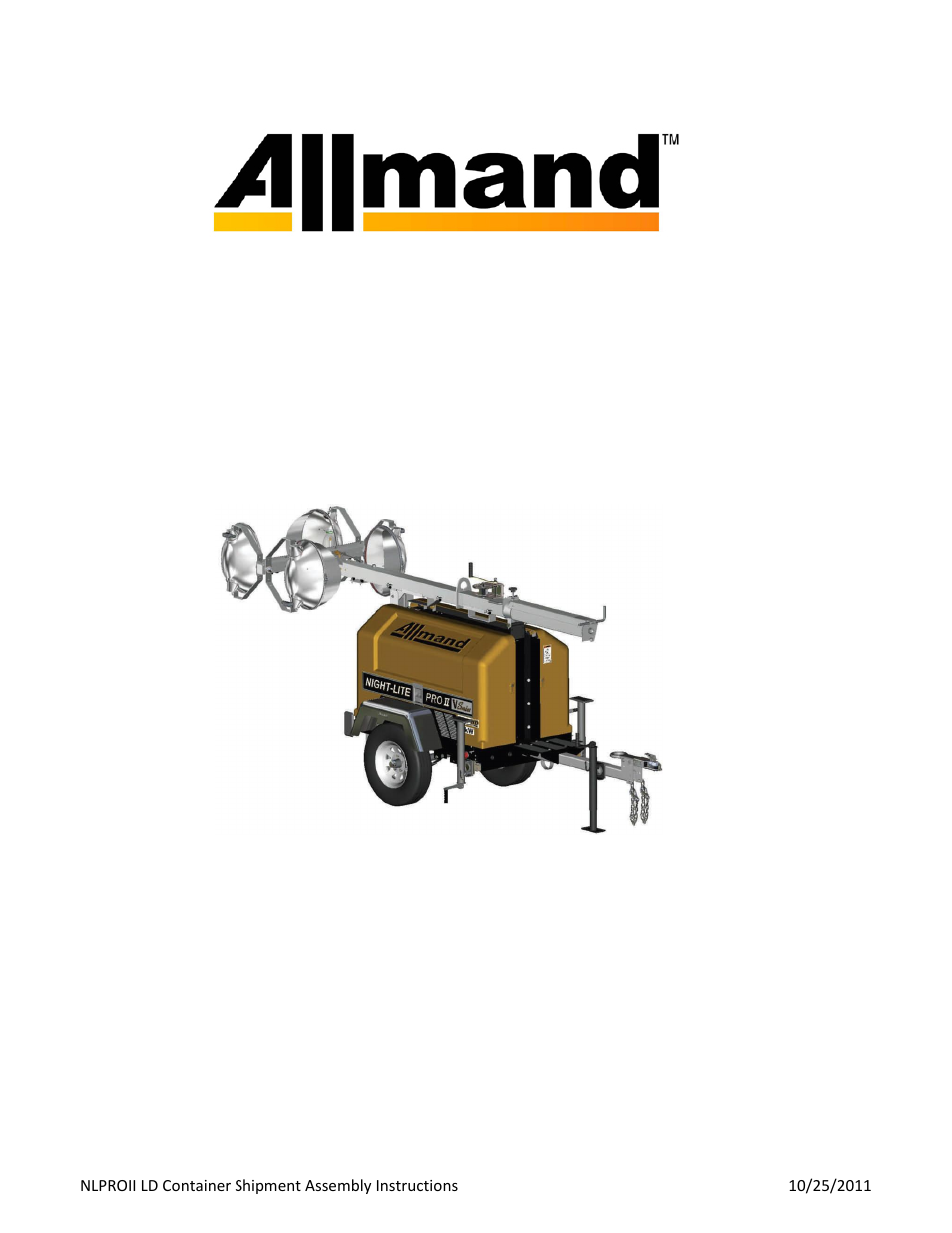 Allmand Brothers NIGHT LITE PRO II LD User Manual | 10 pages