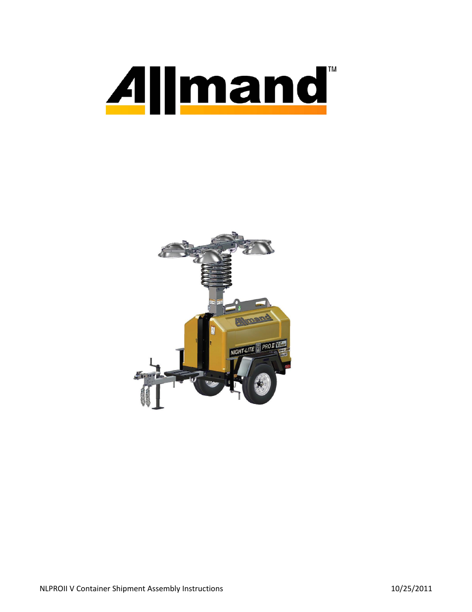 Allmand Brothers NIGHT LITE PRO II V User Manual | 13 pages