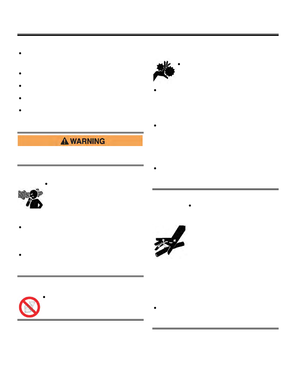 Safety, Fire and explosion hazard, Exhaust hazard | Entanglement / sever hazard, Alcohol, Piercing hazard | Allmand Brothers NL PRO II User Manual | Page 10 / 174