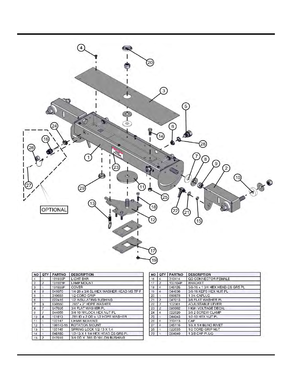 Rotational light bar vertical tower cord reel, Night lite pro ii | Allmand Brothers NL PRO II User Manual | Page 116 / 174