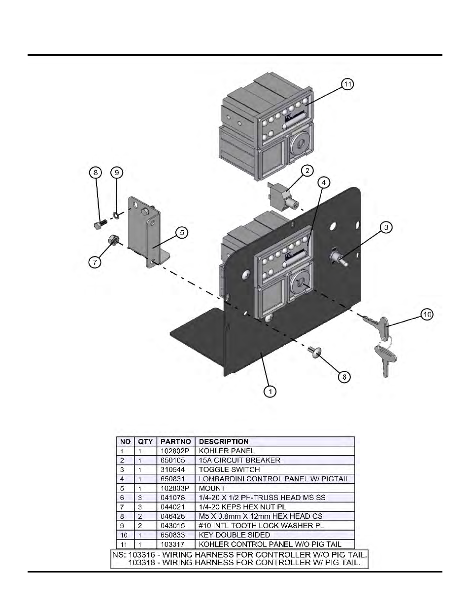 Kohler control panel (old style), Night lite pro ii | Allmand Brothers NL PRO II User Manual | Page 138 / 174