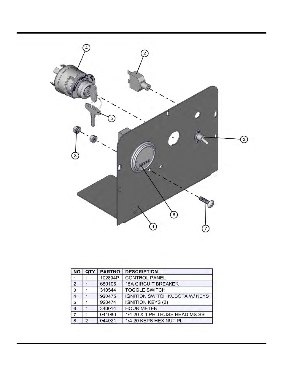 Kubota control panel (old style), Night lite pro ii | Allmand Brothers NL PRO II User Manual | Page 144 / 174