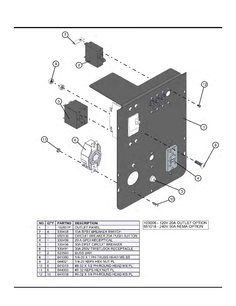 Outlet panel (old style), Night lite pro ii | Allmand Brothers NL PRO II User Manual | Page 152 / 174