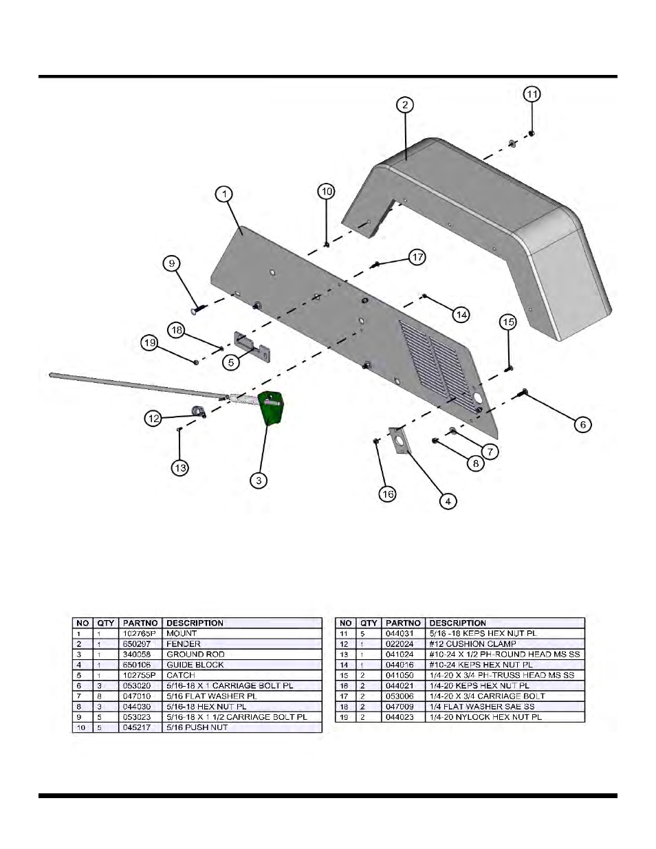 Left fender mount (old style laydown tower), Night lite pro ii | Allmand Brothers NL PRO II User Manual | Page 160 / 174