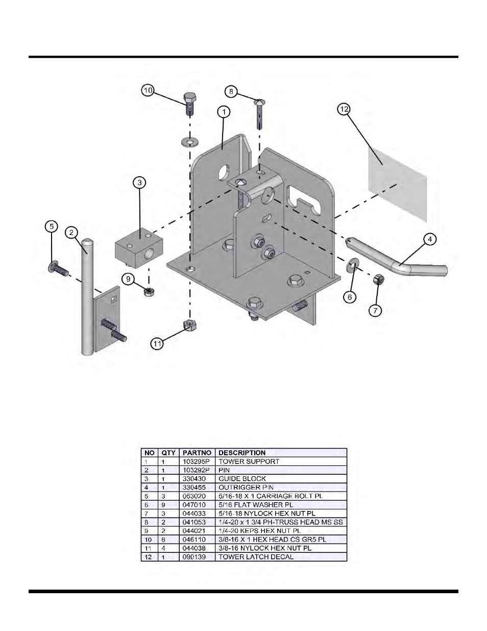 Rear tower support, Night lite pro ii | Allmand Brothers NL PRO II User Manual | Page 164 / 174