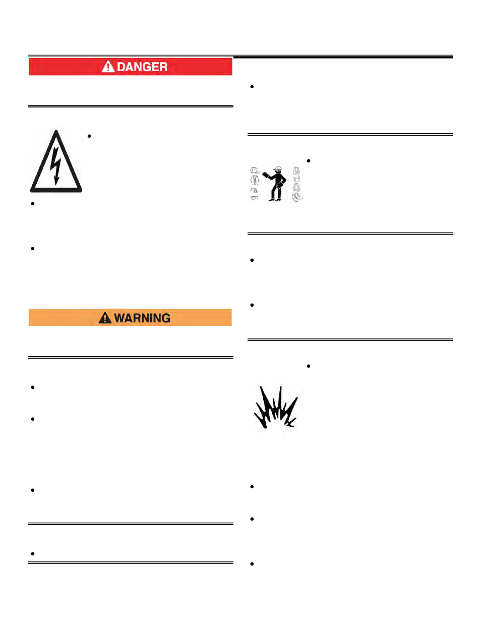 Safety, Electrocution hazard, Unsafe operation hazard | Fall hazard modification hazard, Exposure hazard, Rollover hazard, Explosion hazard | Allmand Brothers NL PRO II User Manual | Page 9 / 174