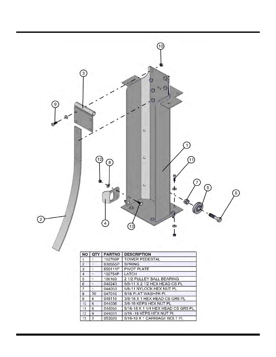 Pedestal manual winch tower (old), Night lite pro ii | Allmand Brothers NL PRO II User Manual | Page 96 / 174