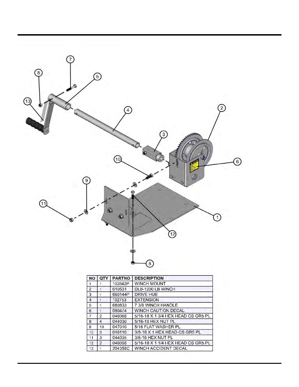 Manual winch - non containment tray, Night lite pro ii | Allmand Brothers NL PRO II User Manual | Page 97 / 174