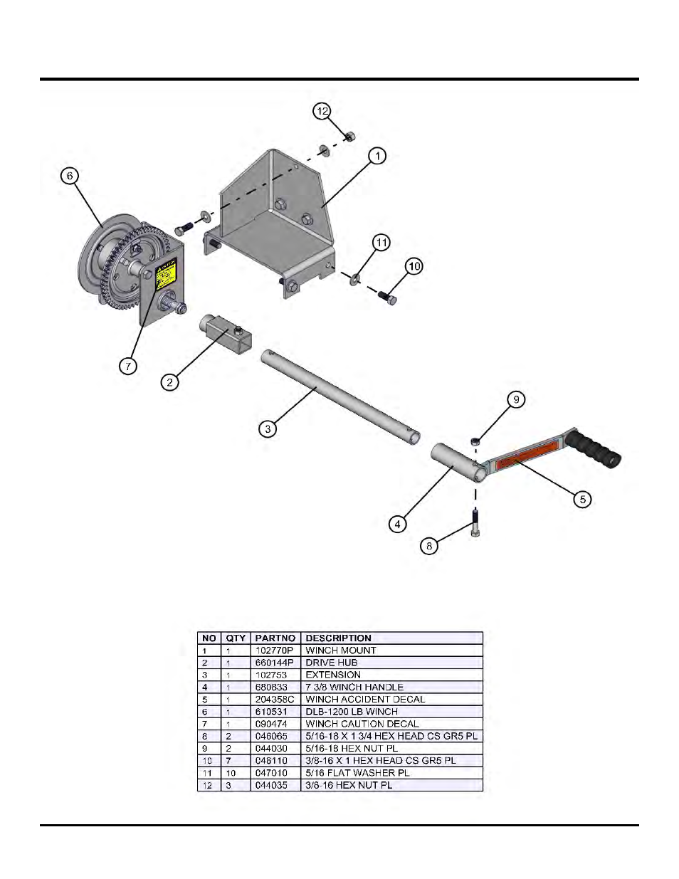 Manual winch - containment tray, Night lite pro ii | Allmand Brothers NL PRO II User Manual | Page 98 / 174