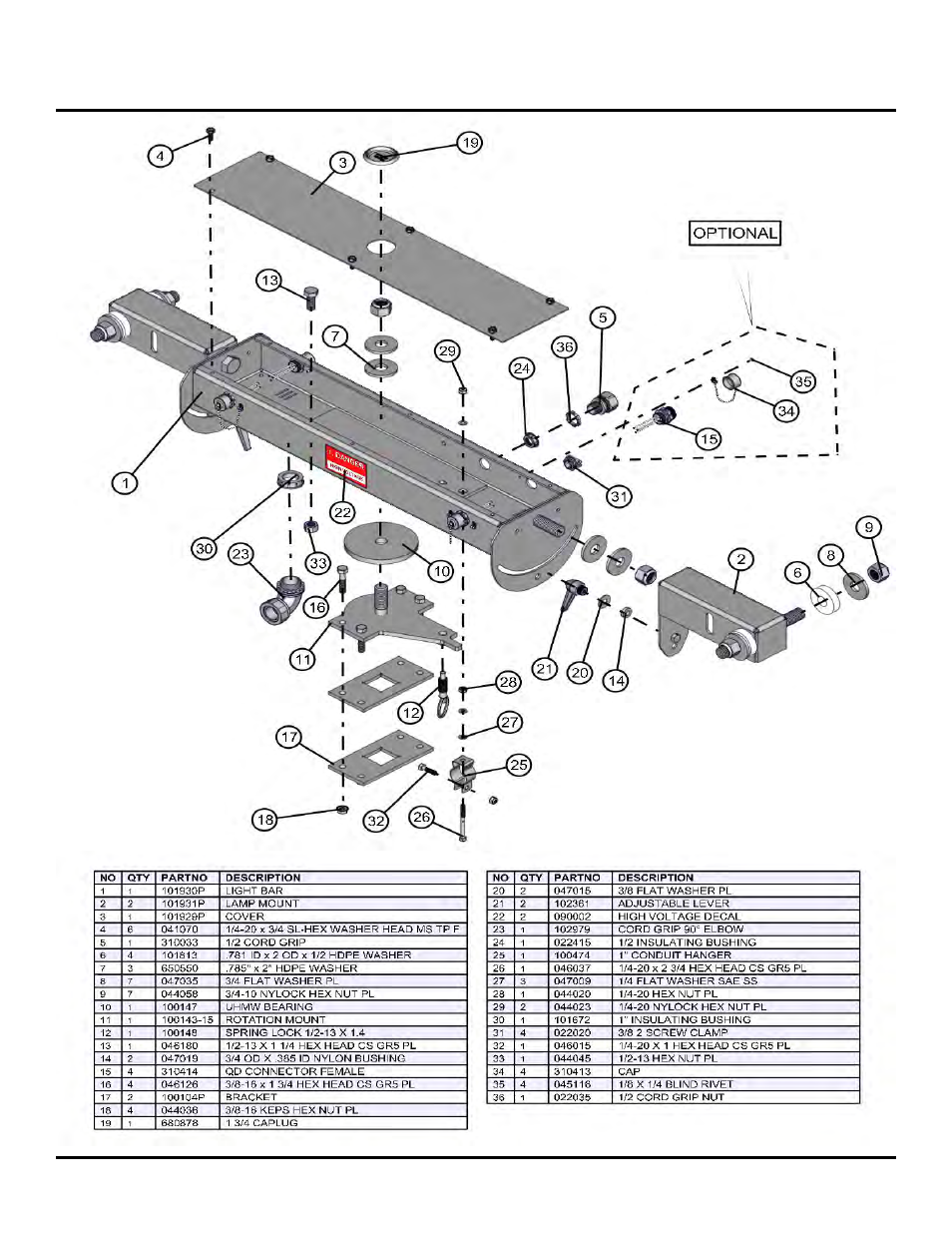 Rotational light bar vertical tower, Night lite pro ii | Allmand Brothers NL PRO II User Manual | Page 99 / 174