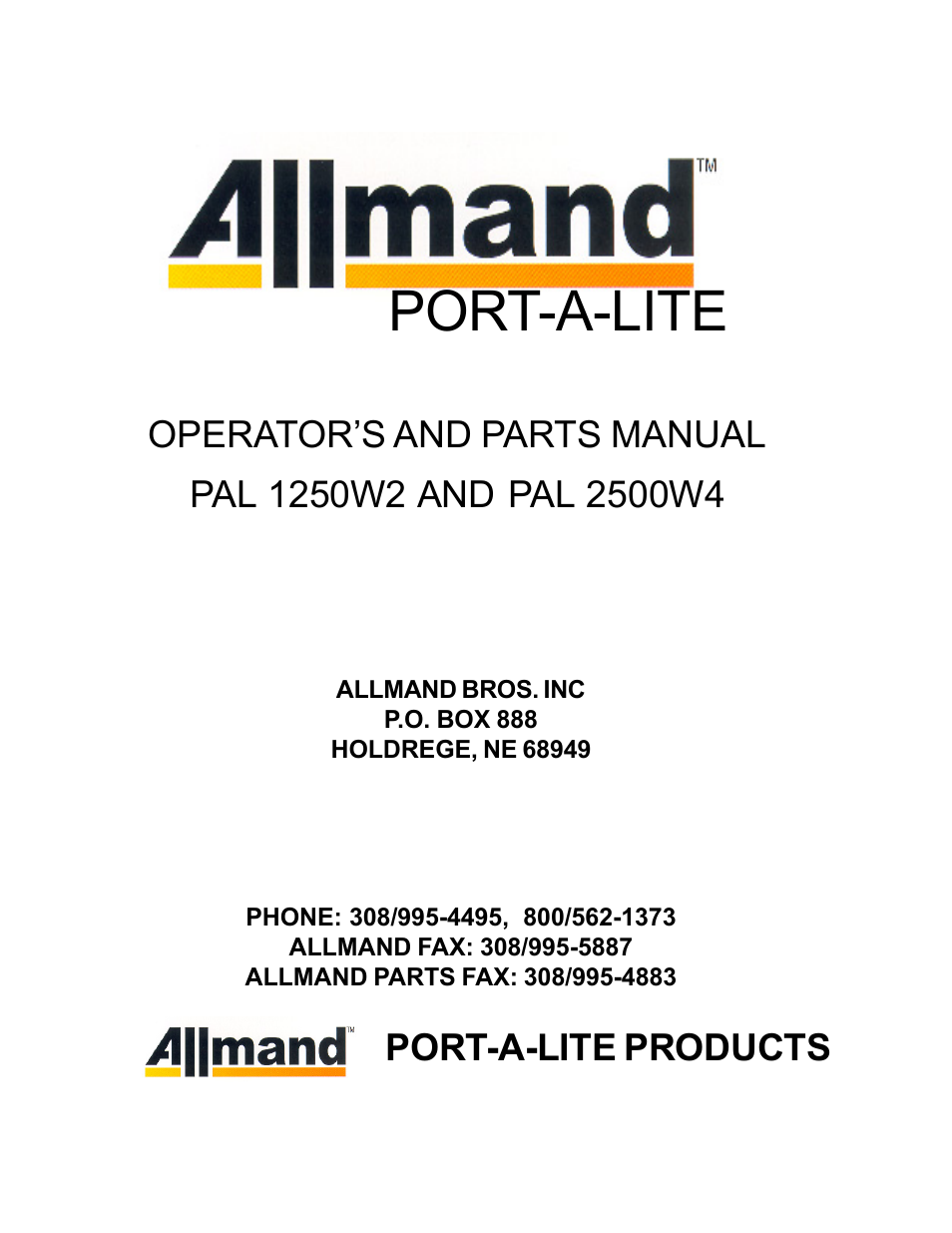 Port-a-lite, Port-a-lite products | Allmand Brothers PAL User Manual | Page 2 / 14