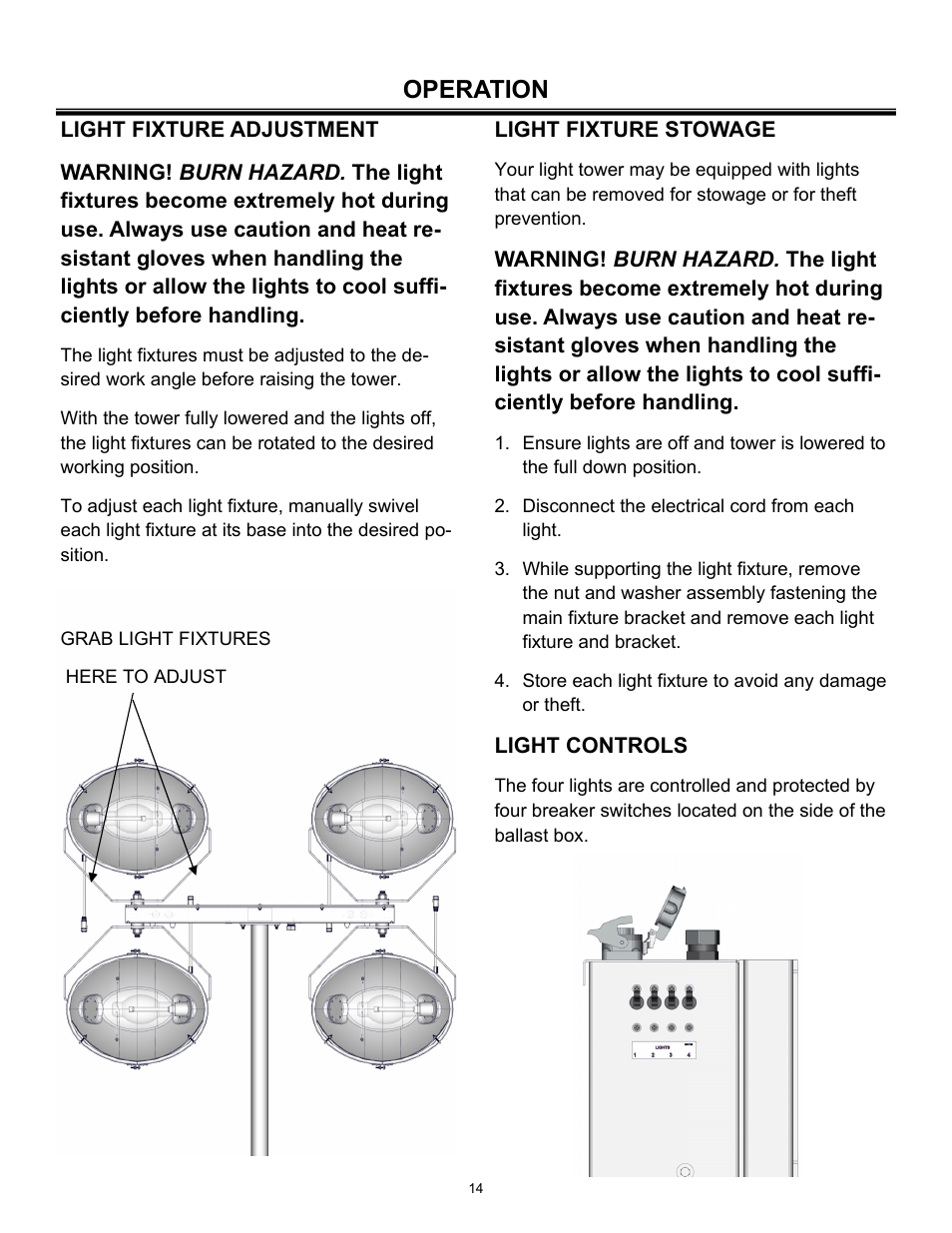 Operation | Allmand Brothers PAL4000 User Manual | Page 14 / 34