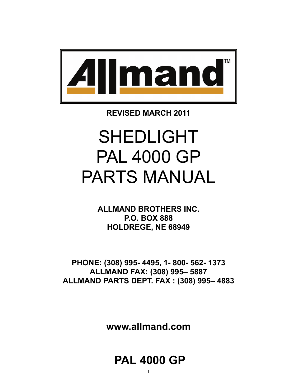 Shedlight pal 4000 gp parts manual, Pal 4000 gp | Allmand Brothers PAL4000 User Manual | Page 21 / 34