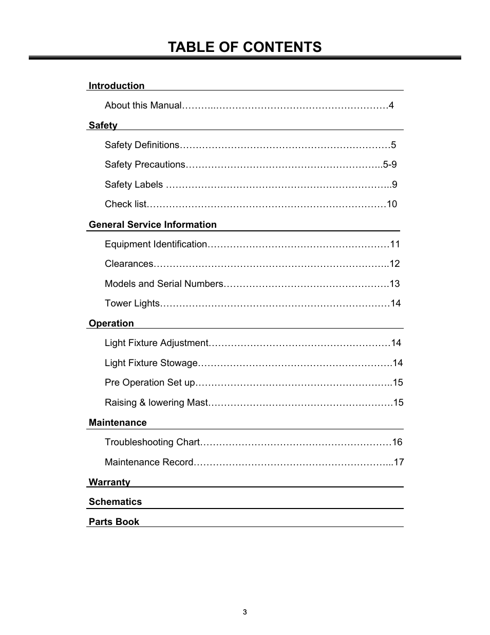 Allmand Brothers PAL4000 User Manual | Page 3 / 34
