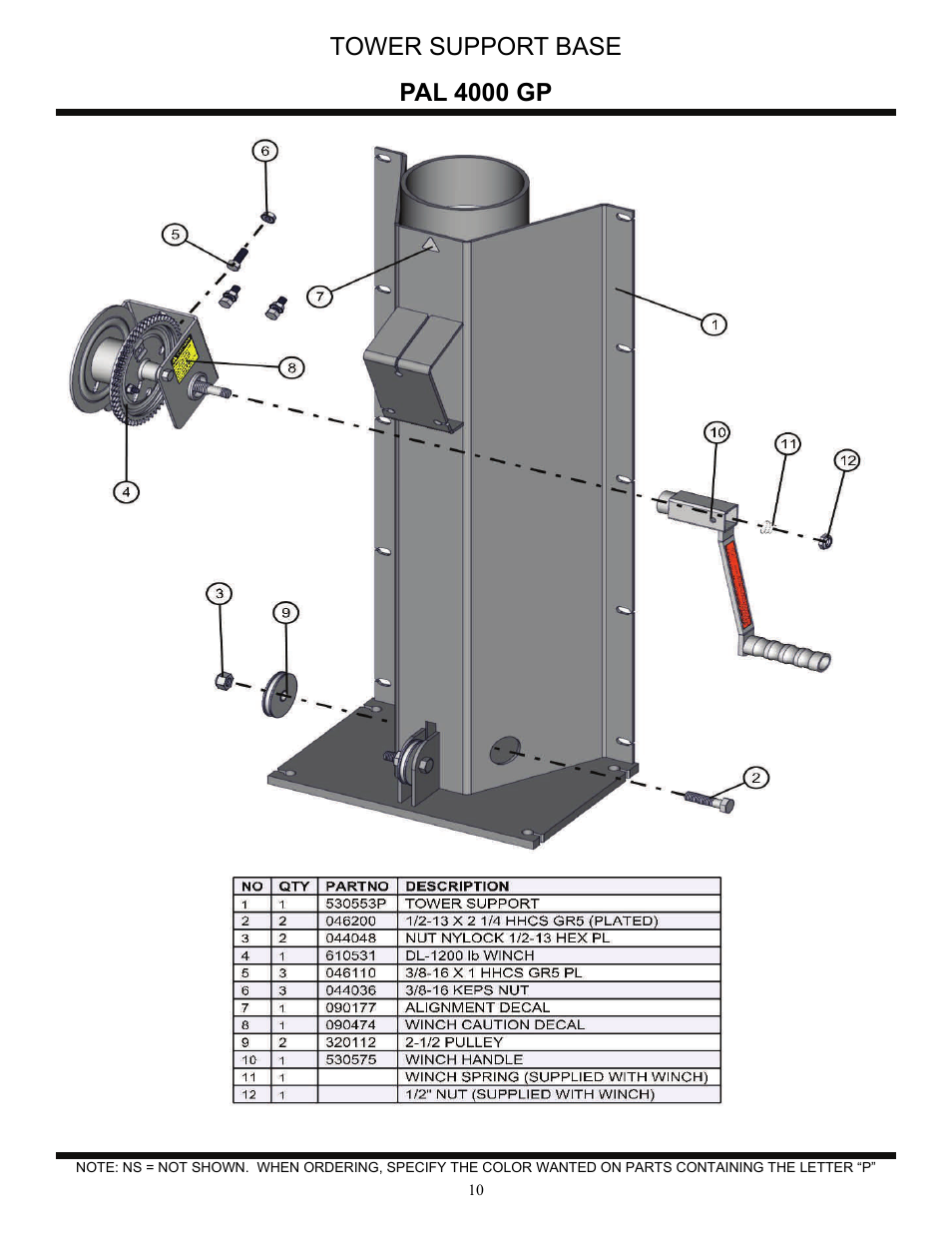 Pal 4000 gp tower support base | Allmand Brothers PAL4000 User Manual | Page 30 / 34