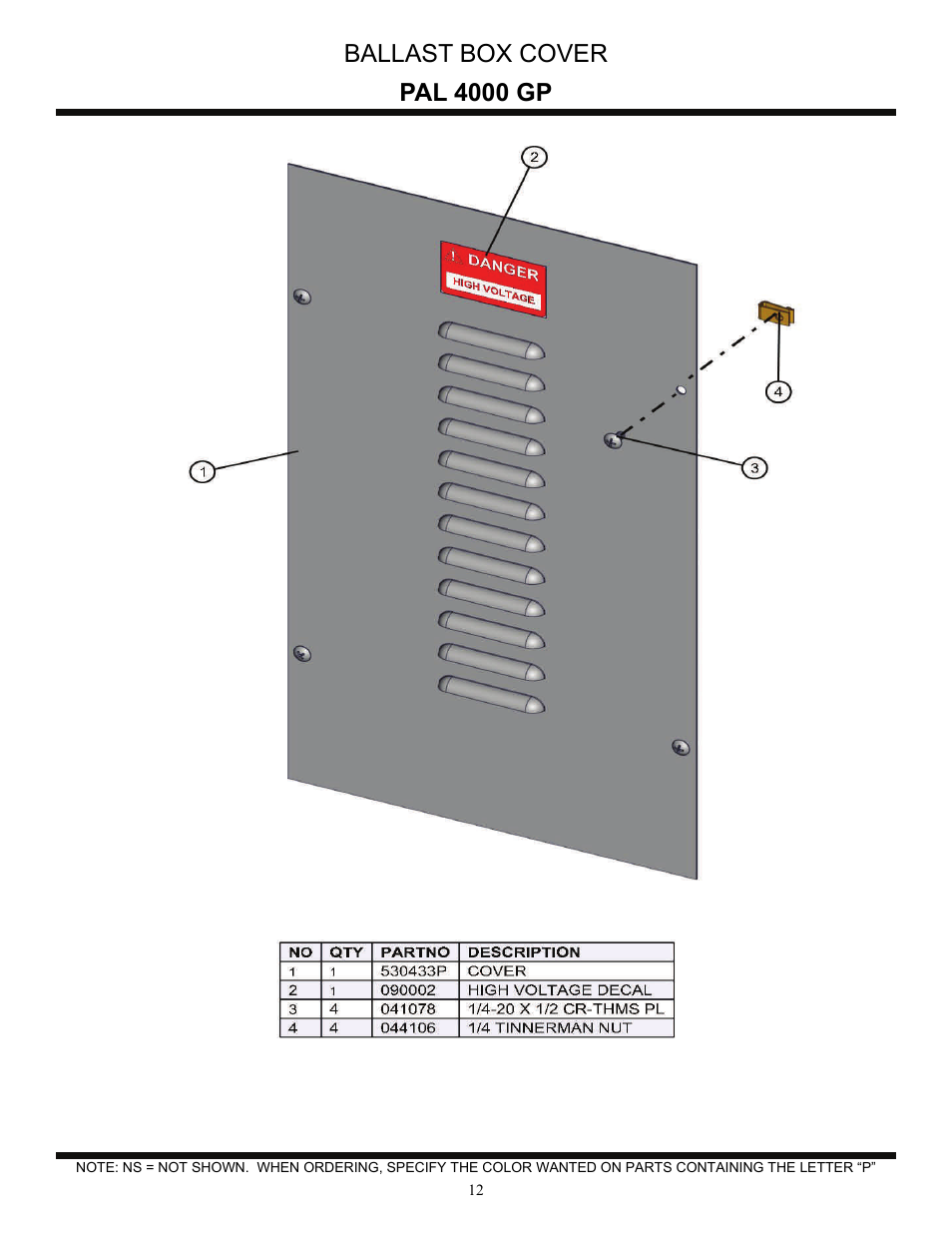 Pal 4000 gp ballast box cover | Allmand Brothers PAL4000 User Manual | Page 32 / 34