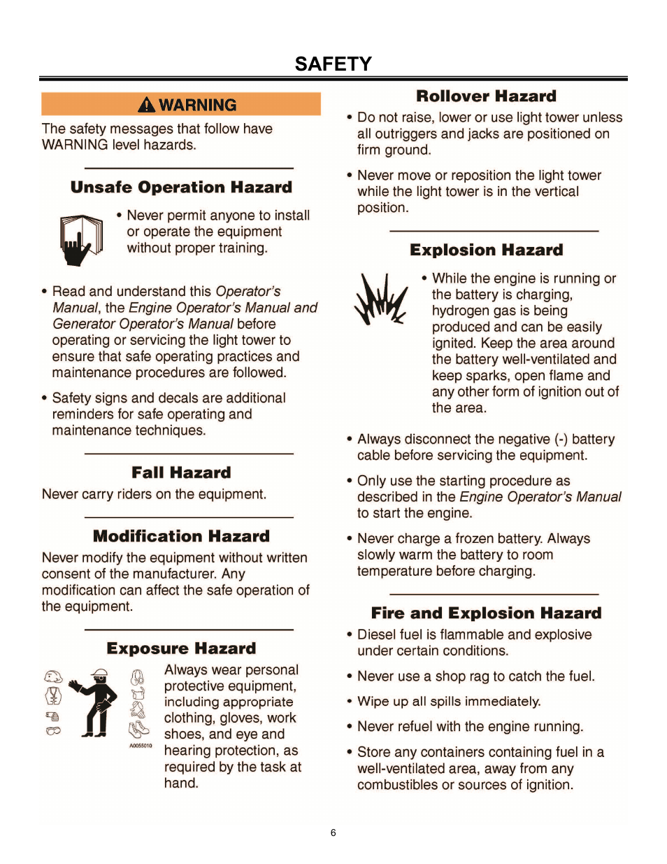 Safety | Allmand Brothers PAL4000 User Manual | Page 6 / 34