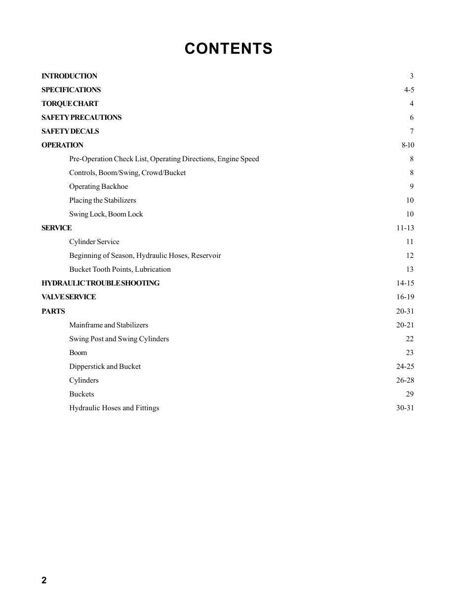 Allmand Brothers Allmand 7.5 FT BACKHOE User Manual | Page 2 / 32