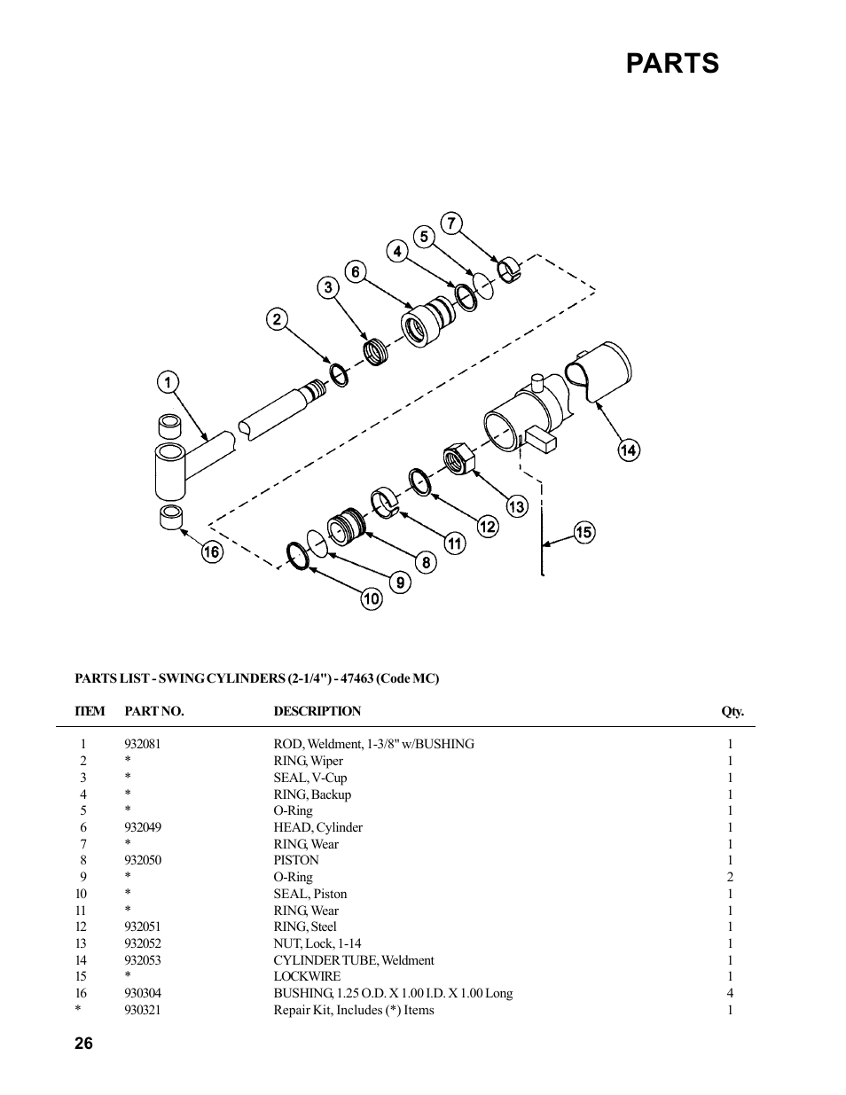 Parts | Allmand Brothers Allmand 7.5 FT BACKHOE User Manual | Page 26 / 32