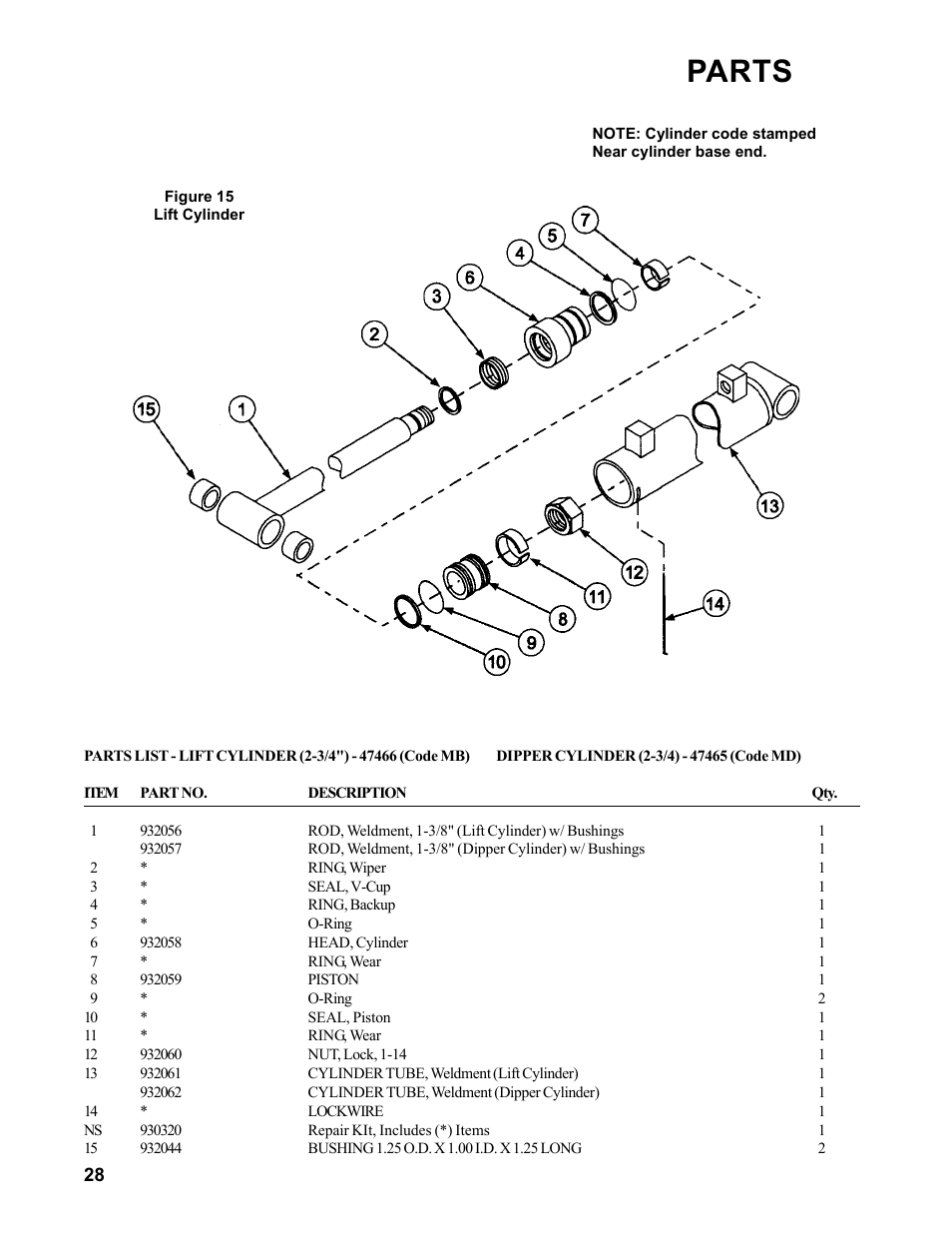 Parts | Allmand Brothers Allmand 7.5 FT BACKHOE User Manual | Page 28 / 32