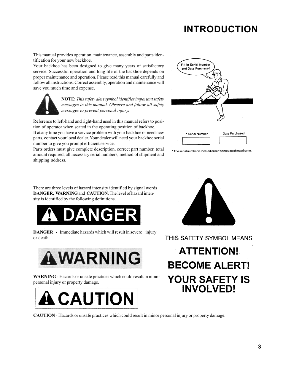 Introduction | Allmand Brothers Allmand 7.5 FT BACKHOE User Manual | Page 3 / 32