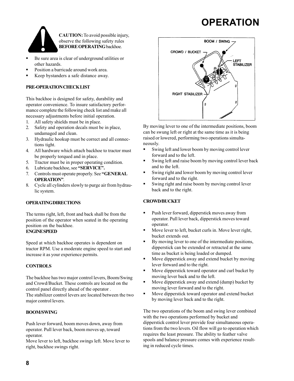 Operation | Allmand Brothers Allmand 7.5 FT BACKHOE User Manual | Page 8 / 32