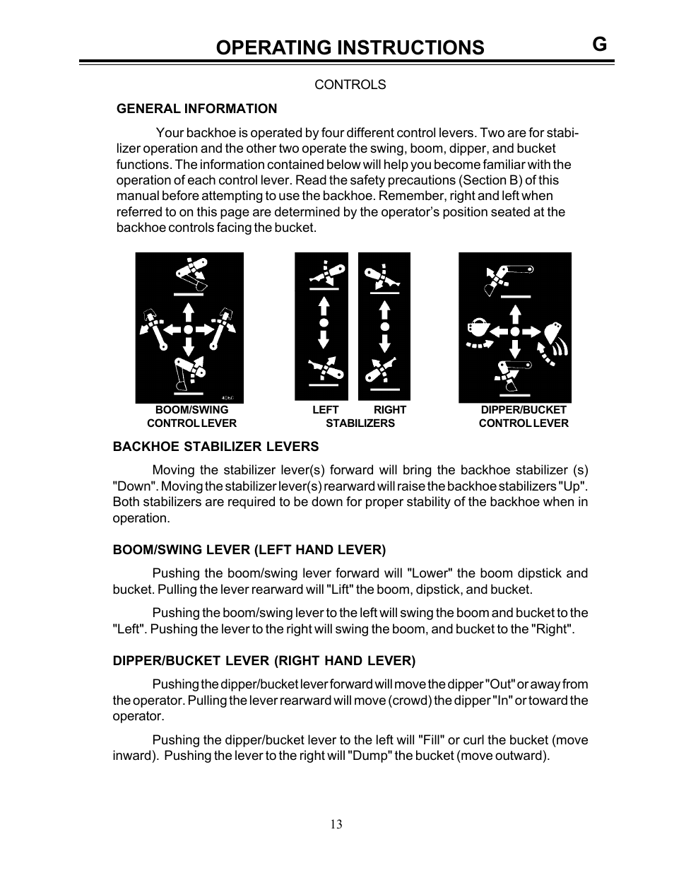 Operating instructions | Allmand Brothers Allmand 8.5 10 FT BACKHOE User Manual | Page 13 / 41